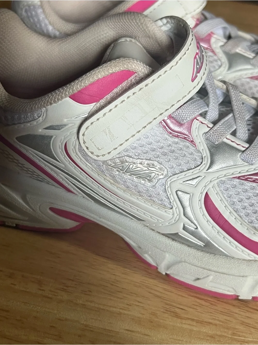 Kids White and Pink Athletic Sneakers size 12